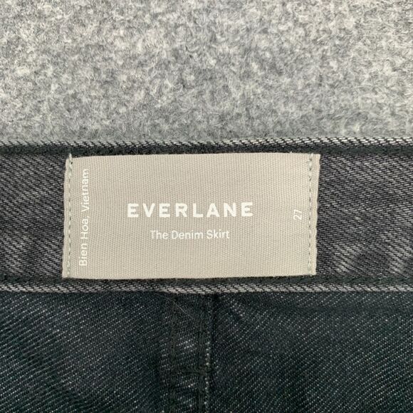 Everlane The Denim Jean Skirt Womens 27 Washed Black Raw Hem Cotton Pockets - Picture 4 of 12